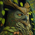 stunning owl illustration in the magical forest wild life concept art owl the mysterious bird in the jungle digital illustration