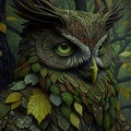 stunning owl illustration in the magical forest wild life concept art owl the mysterious bird in the jungle digital illustration