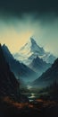 Majestic Mountain Painting In Concept Art Style