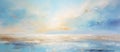 A sunset painting of colorful sky over the ocean with clouds Royalty Free Stock Photo