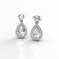 Pear Shaped Diamond Earrings With Round Diamond In Center Royalty Free Stock Photo