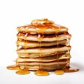 Stunning Pancake Stack: A Delicious Delight On A White Background