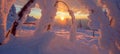 Stunning panorama background of snowy frozen trees firs landscape in winter in Black Forest - Snow view winter wonderland Royalty Free Stock Photo