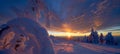 Stunning panorama background of snowy frozen trees firs landscape in winter in Black Forest - Snow view winter wonderland Royalty Free Stock Photo