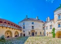 Stunning panorama of medieval courtyard of Olesko Castle, Ukraine Royalty Free Stock Photo