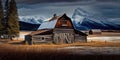 Old shack and amazing nature scenery in Banff National Park