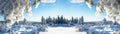 Stunning panorama of snowy landscape in winter in Black Forest - Snow view winter wonderland snowscape background banner with Royalty Free Stock Photo