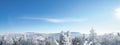 Stunning panorama of snowy landscape in winter in Black Forest - Snow view winter wonderland snowscape background banner with Royalty Free Stock Photo