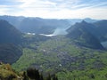 Stunning panorama to lake lucern seen from the top of a mountain