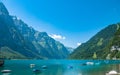 Stunning panorama view of Kloental lake Kloenthalsee and Bruennelistock Brunnelistock and Swiss Alps on a sunny summer day Royalty Free Stock Photo