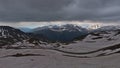 Panorama view of mountain pass Grossglockner High Alpine Road in the Alps, Austria in early summer with snow-covered meadows. Royalty Free Stock Photo