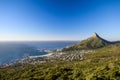 Stunning panorama view of the suburb of Camps Bay and Lion`s Head mountain in Cape Town Royalty Free Stock Photo