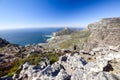 Stunning panorama view of the suburb of Camps Bay and Lion`s Head and Table mountain Royalty Free Stock Photo