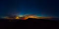 Stunning panoramic aerial image of the sunset over volcan Calderon Hondo volcano Lajares Fuerteventura Royalty Free Stock Photo