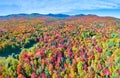 Stunning panoramic aerial over Vermont peak fall foliage mountains Royalty Free Stock Photo