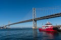 Stunning panoramic Bay Bridge vista in San Francisco at dusk Royalty Free Stock Photo