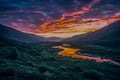 River of Gold, Twilight in the Mountain Valley Royalty Free Stock Photo