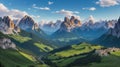 Stunning panoramic moutain view in the dolomites.