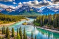 Athabasca River panorama in Alberta, Canada Royalty Free Stock Photo