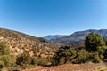 Stunning panoramic view of Morocco\'s Atlas Mountains with terraced fields Royalty Free Stock Photo