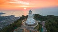 Stunning panoramic view Phuket white big Buddha landmark of Phuket