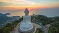 Stunning panoramic view Phuket white big Buddha landmark of Phuket