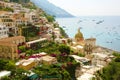 Stunning panoramic view of Positano village with Mediterranean sea on the background, Amalfi Coast, Italy Royalty Free Stock Photo