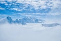 Stunning Panoramic view Snow moutain of the Swiss Skyline from Piz Gloria Schilthorn, Switzerland Royalty Free Stock Photo