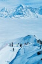 Stunning Panoramic view Snow moutain of the Swiss Skyline from Schilthorn, Switzerland Royalty Free Stock Photo