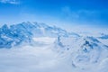 Stunning Panoramic view Snow moutain of the Swiss Skyline from Schilthorn, Switzerland