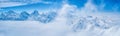 Stunning Panoramic view Snow moutain of the Swiss Skyline from Schilthorn, Switzerland Royalty Free Stock Photo