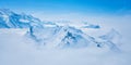 Stunning Panoramic view Snow moutain of the Swiss Skyline from Schilthorn, Switzerland