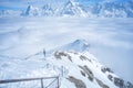 Stunning Panoramic view Snow moutain of the Swiss Skyline from Schilthorn, Switzerland Royalty Free Stock Photo