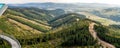 Stunning panoramic views of the mountains and forests. View from observation deck Stezka v oblacich - Sky Walk In the Czech