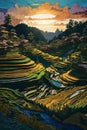 A stunning paper quilling painting of Bali City in Indonesia