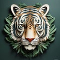 Khaki Tiger: Paper Art Deco Wall Art