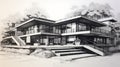 Stunning Pencil Drawing Of A Modern House