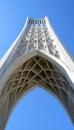 Stunning Perspective of the Azadi Tower in Tehran, Iran, Under a Clear Blue Sky on a Bright Day Royalty Free Stock Photo