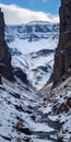 Snowy Canyon With Mountaineers: A Captivating Landscape Shot