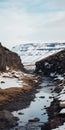 Jagged Edges: A Dark Amber And Gray River In 32k Uhd