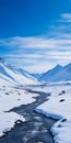 River At The Edge Of A Snowy Mountain Slope: A Stunning 8k Resolution Photo
