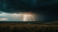 A dramatic photo of a storm cloud with lightning bolts and a dark and moody sky created with Generative AI