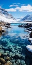 Breathtaking Glacial Lake Surrounded By Snowy Mountains