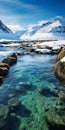Tranquil Serenity: Captivating Water In Snowy Mountains