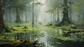 Swamp Painting: A Mystical Portrait Of Nature In Pastel Colors