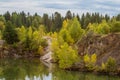 Stunning photo of fall foliage reflected on a lake with a glass like mirror water surface Royalty Free Stock Photo