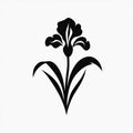 Black Iris Flower Icon: Minimalistic Vector Illustration