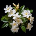 White Jasmine Flowers In Cambodian Art Style - High Quality Photo