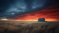 Stunning Photo-realistic Landscape: A House Amidst Vast Prairie Field