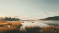 Serene Sunrise Over Lake And Forest